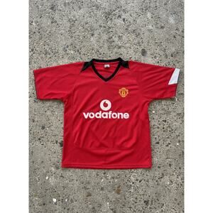 Vintage Manchester United Vodafone Jersey – Red/Black Davo #9 XL